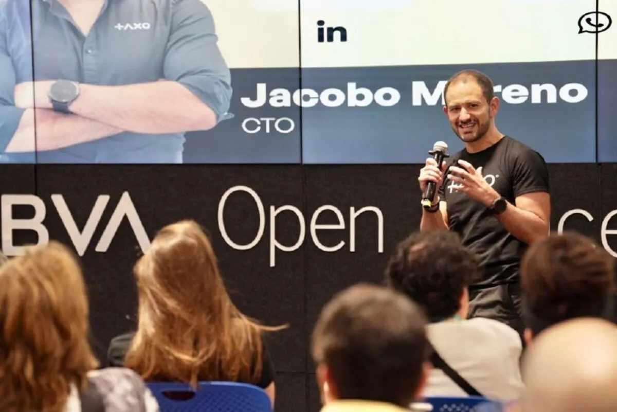 Jay speaking at BBVA Open Innovation event as CTO of Taxo